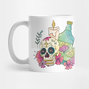 Watercolor Dia de los Muertos Skull Mug
